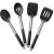 E-far Cooking Utensils Set of 4, Silicone Kitchen Utensils for Non-stick Cookware, Heat Resistant & Non-toxic Slotted Spatula Solid Spoon Turner for Flipping Mixing Serving Basting(Black)