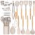 Umite Chef Kitchen Cooking Utensils Set, 33 pcs Non-Stick Silicone Cooking Kitchen Utensils Spatula Set with Holder, Wooden Handle Silicone Kitchen Gadgets Utensil Set (Khaki)