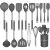 Silicone Cooking Utensil Set,Umite Chef Kitchen Utensils 15pcs Set Non-stick Heat Resistan BPA-Free Stainless Steel Handle Tools Whisk – Grey