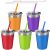 5Pack Kids Cups with Straws and Lids Spill Proof, 12oz Toddler Straw Cups with Colorful Silicone Sleeves, Unbreakable Stainless Steel Water Tumblers for Cold & Hot Drinks